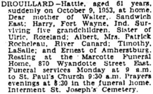 Obituary of Hattie Drouillard