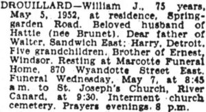 Obituary of William Drouillard